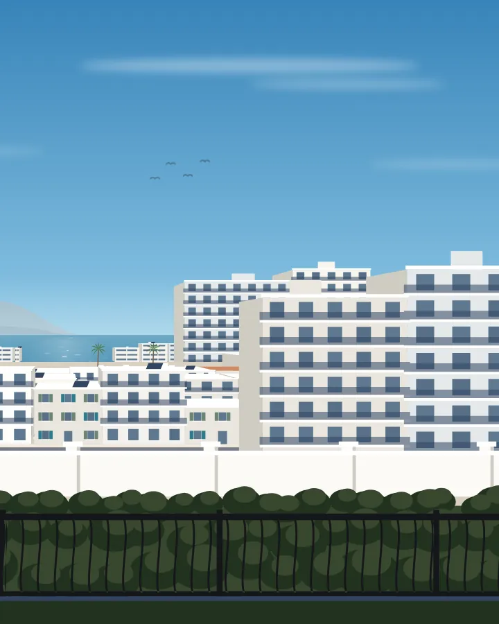 Drawing of the bay of Sarandë, midday