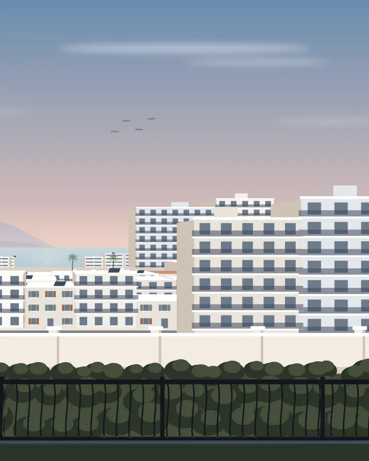 Drawing of the bay of Sarandë, morning